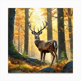 Deer In The Forest 167 Canvas Print