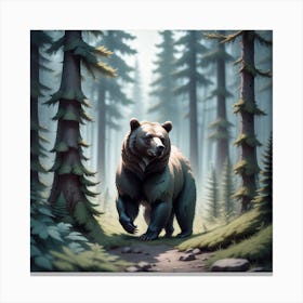 Grizzly Bear In The Forest 12 Canvas Print