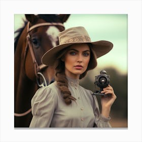 Country Girl With Horse Canvas Print