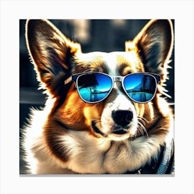 Corgi In Sunglasses 54 Canvas Print