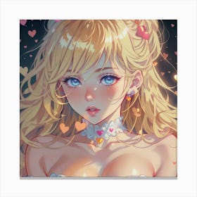 Cute Girl With Hearts(1) Canvas Print