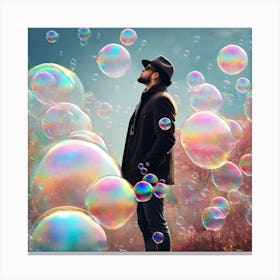 Man With Soap Bubbles Canvas Print