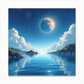 Celestial Watercolor Seascape With Floating Islands 1 Canvas Print