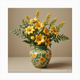 Yellow Flowers In A Vase 2 Canvas Print