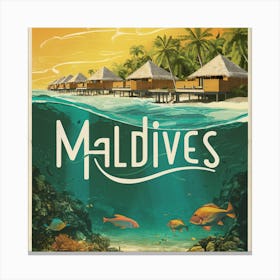 Maldives Vintage Travel Poster (1) Canvas Print