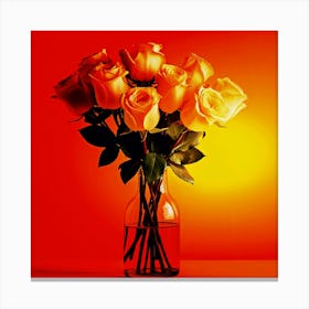 Yellow Roses In A Vase,Radiant Beauty: Yellow Roses Bouquet in a Vase for a Stunning Floral Display Canvas Print