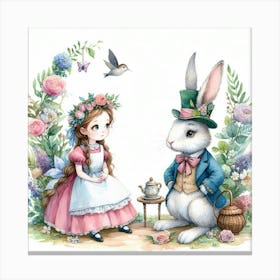 Alice and Peter Rabbit in Wonderland 2 Canvas Print