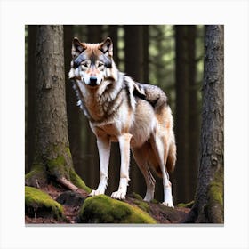 Wolf In The Forest 44 Canvas Print