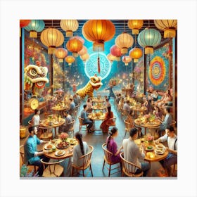 A Vibrant Scene Of A Seasonal Festival At A Fusion Canvas Print