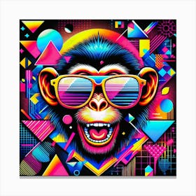 Monkey In Sunglasses / Vivid / Abstract / Whacky Canvas Print
