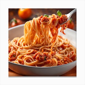 Spaghetti With Tomato Sauce Canvas Print