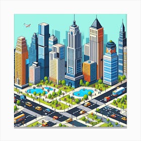 Isometric Cityscape 1 Canvas Print