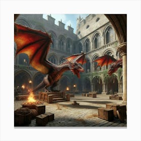 Dragons In The Courtyard Canvas Print