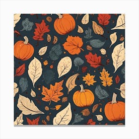 Autumn Leaves Seamless Pattern 4 Canvas Print