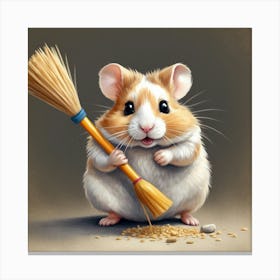 Hamster With Broom 5 Canvas Print