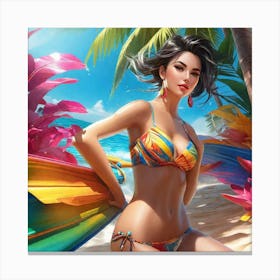 Beautiful Woman In Bikini Canvas Print