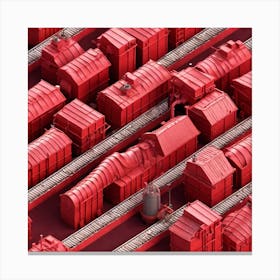 Red Train Station Canvas Print