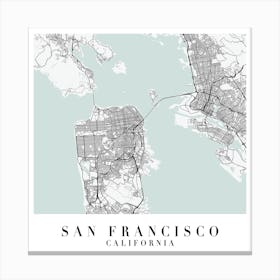 San Francisco California Street Map Minimal Color Square Canvas Print