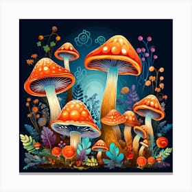 Mushrooms And Flowers 67 Canvas Print