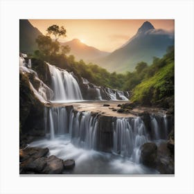 Waterfall At Sunrise 1 Canvas Print