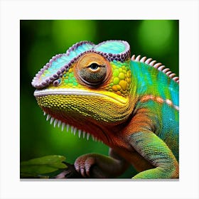 Firefly Vibrant Photorealistic Chameleon With Colorful Scales 43821 Canvas Print