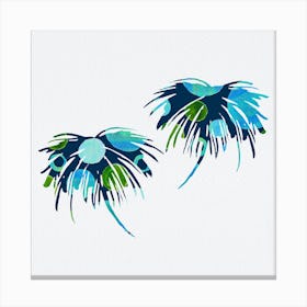 Tropical Palm Tree Blue Circle Abstract Canvas Print