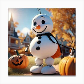 Snowman in the fall Canvas Print