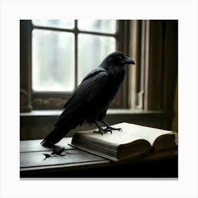 Raven Sitting On Book 1 Canvas Print