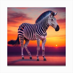 Zebra At Sunset Canvas Print