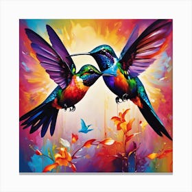 Multicolor Abstract Hummingbird Art 0 Canvas Print