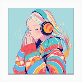 Girl With Headphones 1 Canvas Print