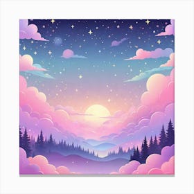 Sky With Twinkling Stars In Pastel Colors Square Composition 63 Canvas Print