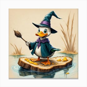 Duck In A Witch Hat Canvas Print