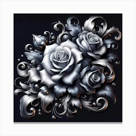 Silver Roses Canvas Print