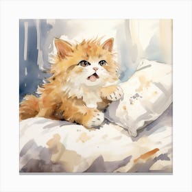 Watercolor Kitten Painting Canvas Print