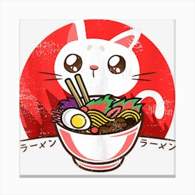 Trending Kawaii Japanese Ramen Noodles Anime Cat Gift Canvas Print