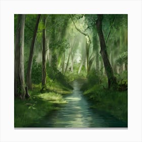 River In The Forest Canvas Print