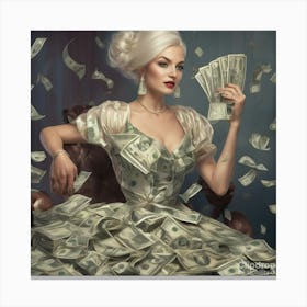 Sexy Woman With Money 2 Canvas Print