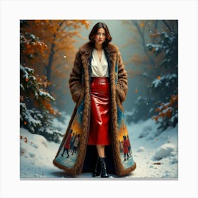 Woman In A Fur Coat 16 Canvas Print