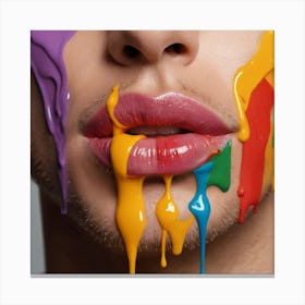 Rainbow Paint On Face Canvas Print