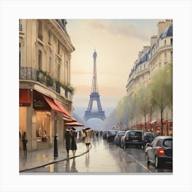 Paris In The Rain 3 Canvas Print