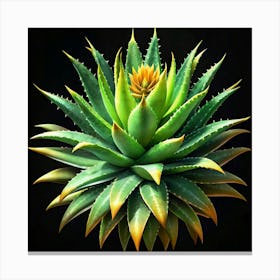 Close Up Of A Green Aloe Vera Plant Canvas Print