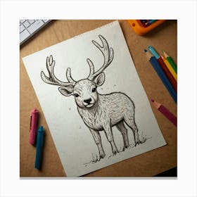 Deer Drawing 18 Canvas Print