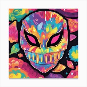 Vibrant Sticker Of A Tie Dye Pattern Mask And Based On A Trend Setting Indie Game Canvas Print