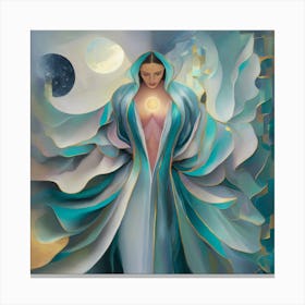 Woman In A Blue Robe Canvas Print