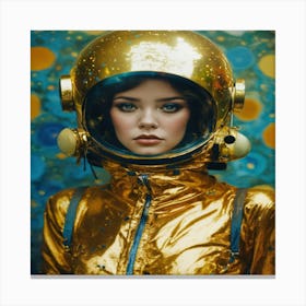 Gold Girl In Spacesuit Canvas Print