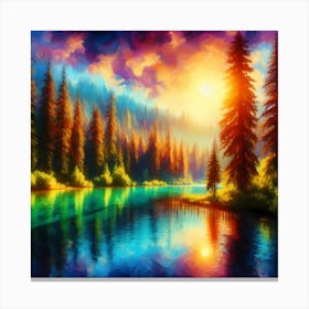 Sunset At The Lake 2 Canvas Print