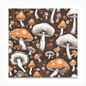 Seamless Pattern With Mushrooms 2 Canvas Print