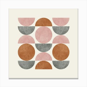 Scandinavian Pattern Half-moon Circle Abstract Minimalist - Pink Grey Brown 2 Canvas Print