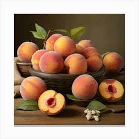 Peaches In A Bowl Art Print Canvas Print